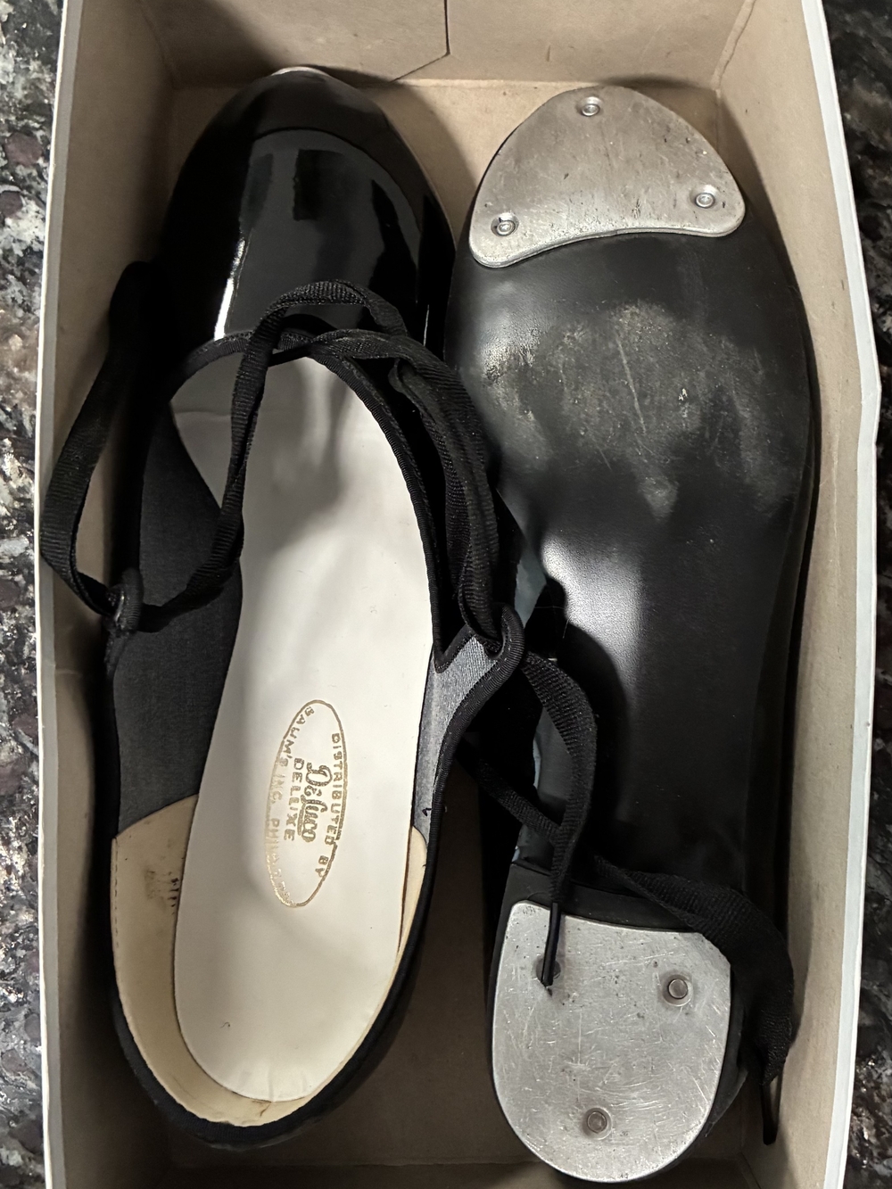 Black Women's Tap Flats with Ribbon Laces